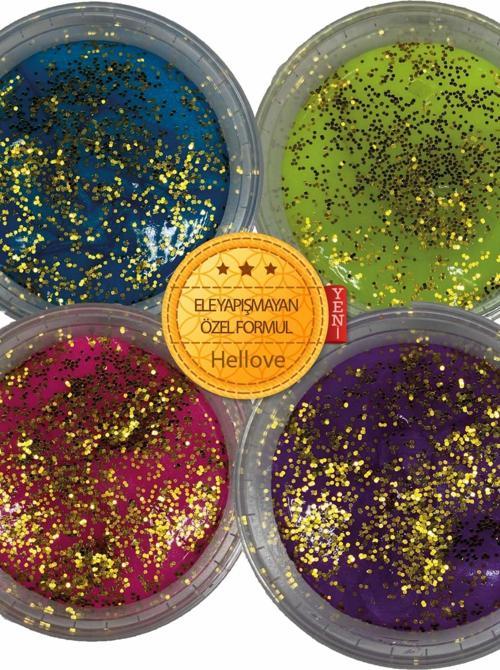 Slime Simli 4 Renk Kaliteli Fosforlu Ele Yapışmayan Pofuduk Yumuşacık Slime