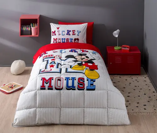 Disney Mickey Collage Fitted Tek Kişilik Uyku Seti - Gri