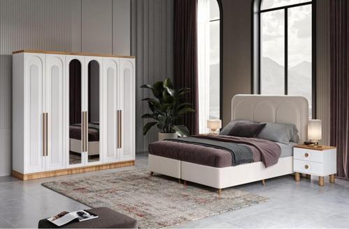 Ücretsiz Montaj - Flora 6 Kapaklı Komple Mdf Yatak Odası Takımı - Baza Dahil