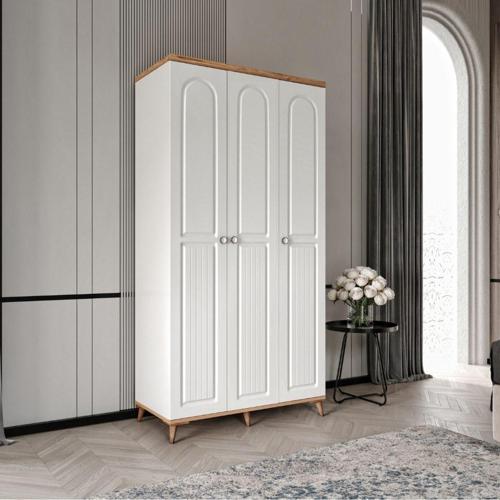Ücretsiz Montaj Bohem 3 Kapaklı Komple MDF Gardırop - Elbise Dolabı