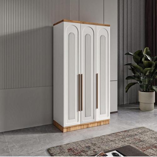 Ücretsiz Montaj Flora 3 Kapaklı Komple MDF Gardırop - Elbise Dolabı