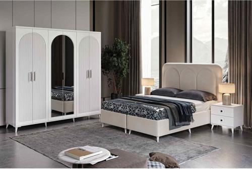 Ücretsiz Montaj Oslo 6 Kapaklı Komple MDF Beyaz Yatak Odası Takımı
