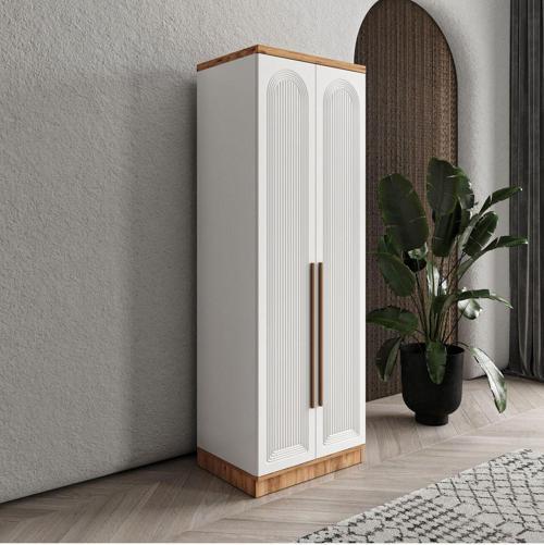 Ücretsiz Montaj Rosa 2 Kapaklı Komple MDF Gardırop - Elbise Dolabı