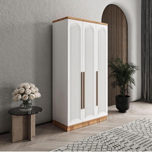 Ücretsiz Montaj Rosa 3 Kapaklı Komple MDF Gardırop - Elbise Dolabı
