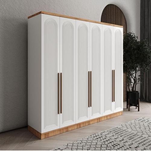 Ücretsiz Montaj Rosa 6 Kapaklı Komple MDF Gardırop - Elbise Dolabı