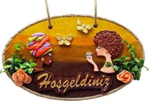 Keyifli Kadınlar El Yapımı Hoşgeldiniz Yazılı Kapı Süsü