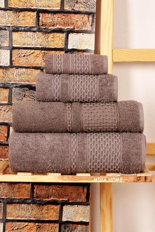 4 Parça Banyo Havlu Takımı Melodi Desen