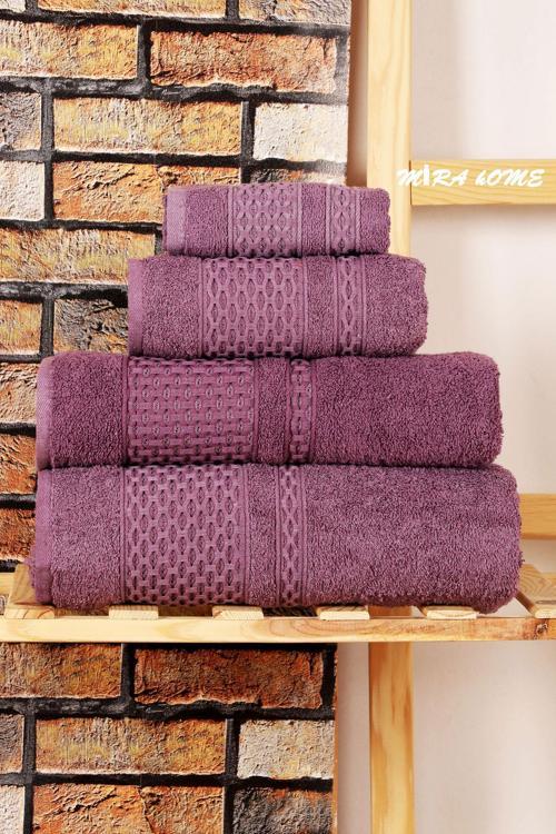 4 Parça Banyo Havlu Takımı Melodi Desen