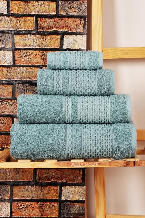 4 Parça Banyo Havlu Takımı Melodi Desen
