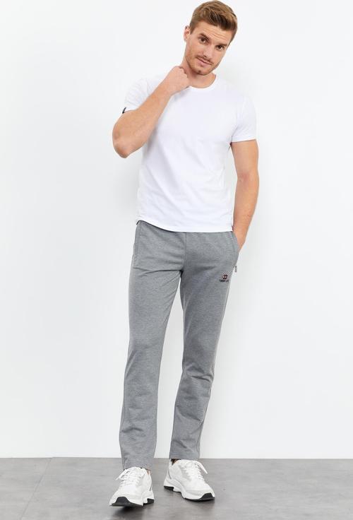 TOMMY LIFE Erkek Klasik Cep Fermuarlı Gri MelanjEşofman Alt T06ER-84669