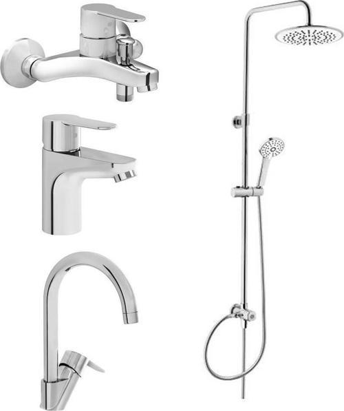3c Duş Kolonu A45786 + Win S Banyo+Lavabo+Eviye Batarya Seti