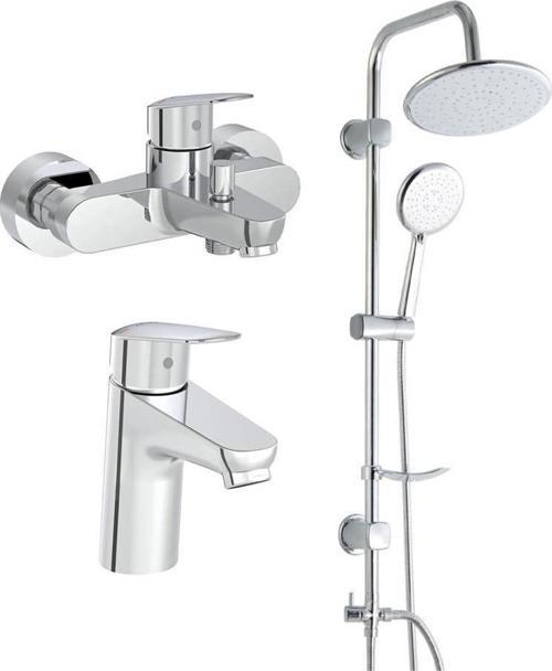 Flow Round Banyo Bataryası + Lavabo Bataryası + Duxxa Bolero Duş Sistemi Set