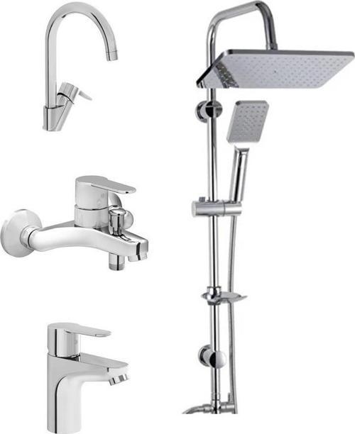 Win S Banyo Bataryası + Lavabo Bataryası + Eviye Bataryası + Duxxa Mirage Tepe Duş Seti