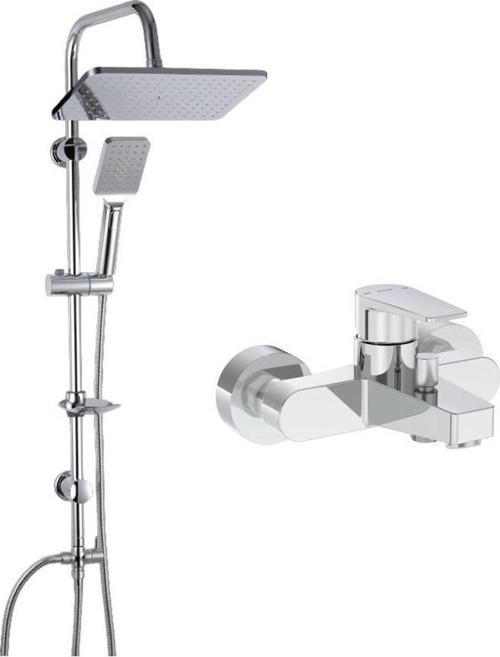 Artema Flow Square Krom Banyo Bataryası + Duxxa Mirage Krom Tepe Duş Seti