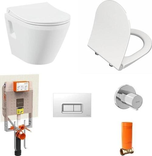 İntegra Asma Klozet + VitrA Slim Duroplast Klozet Kapağı + Gömme Rezervuar 7063L003-0850