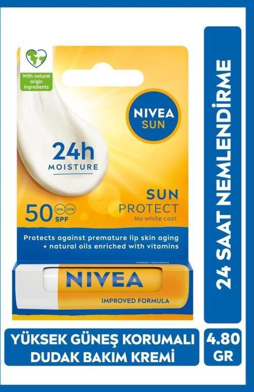 SUN Yüksek Güneş Korumalı Dudak Bakım Kremi 4.8gr, SPF50, 24 Saat Nemlendirici, E ve C Vitamini