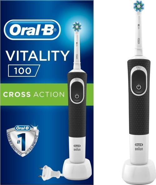 Vitality 100 Cross Action Siyah Şarjlı Diş Fırçası