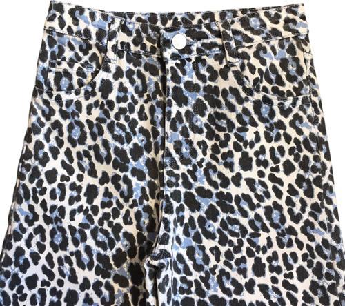Kız Çocuk Leopar Desenli Kot Pantolon