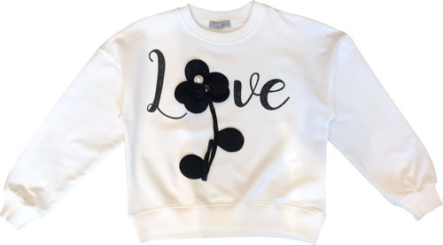Kız Çocuk Çiçek Aksesuarlı Sweatshirt