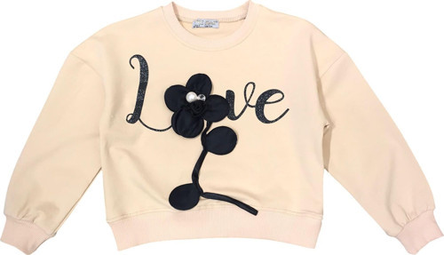 Kız Çocuk Çiçek Aksesuarlı Sweatshirt