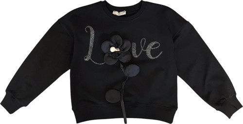 Kız Çocuk Çiçek Aksesuarlı Sweatshirt