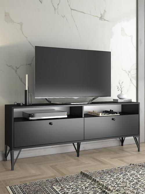 Astreo 160 Cm Metal Ayaklı Tv Ünitesi - Siyah / Siyah