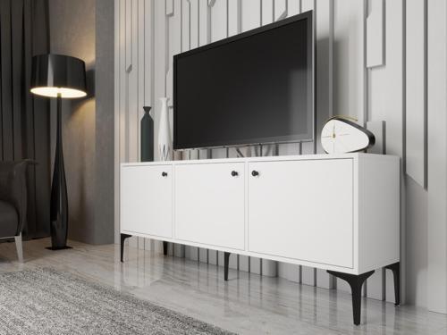 Bello 160 Cm Metal Ayaklı Tv Ünitesi - Konsol - Beyaz / Siyah
