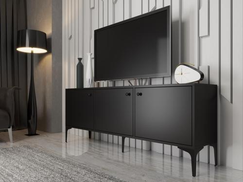 Bello 160 Cm Metal Ayaklı Tv Ünitesi - Konsol - Siyah / Siyah
