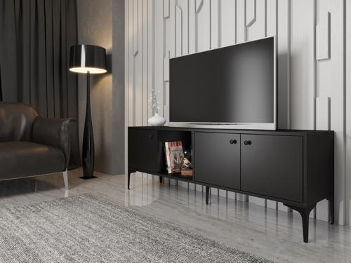 Hira 160 Cm Metal Ayaklı Tv Ünitesi - Siyah / Siyah