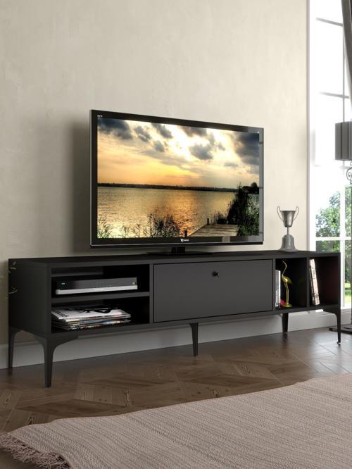 Milan Tv Ünitesi Minifiks Bağlantı , Dolap Metal Ayak - Siyah / Siyah