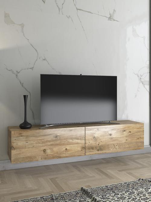 Toprak 150 Cm Duvara Monte Tv Ünitesi - Atlantik Çam / Siyah