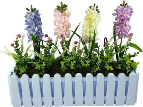Yapay Çiçek Renkli Sümbül Çiçekleri Küpeşte Askılı Saksıda Balkon Çiçeği Çiçek Sepeti