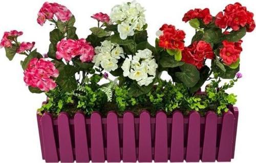 Yapay Çiçek Sardunya Çiçekleri Mor Çit Saksıda Küpeşte Askılı Balkon Çiçeği Çiçek Sepeti