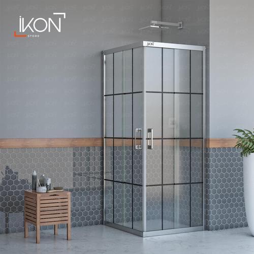 Kare Krom Serigrafi Cam Duşakabin