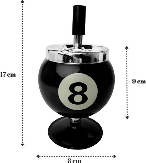 Çelik Siyah Bilardo Top Dizayn Yuvarlak Basmalı Küllük Pratik Kül Tablası