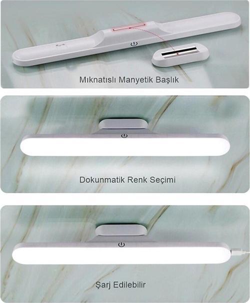 Ct-5249 Şarjlı Led Işık Usb Şarjlı Kablosuz Mıknatıslı Led Lamba 3 Farklı Işık Rengi