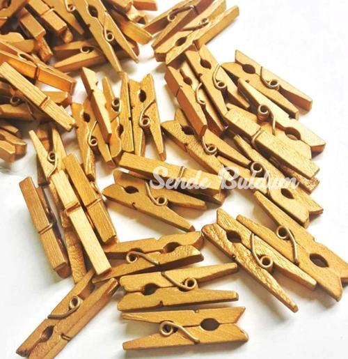 100lü Gold Ahşap Mandal 2.5cm (10lu Paket1000 Adet)