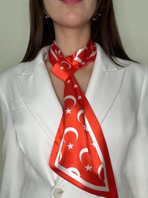 Kravat Eşarp Türk Bayrağı Desenli