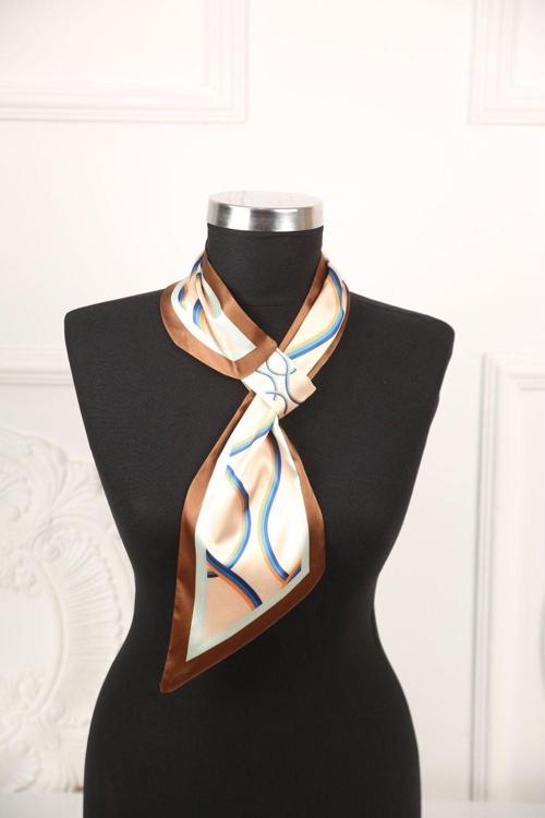 Kravat Eşarp Kahverengi Motif Desen