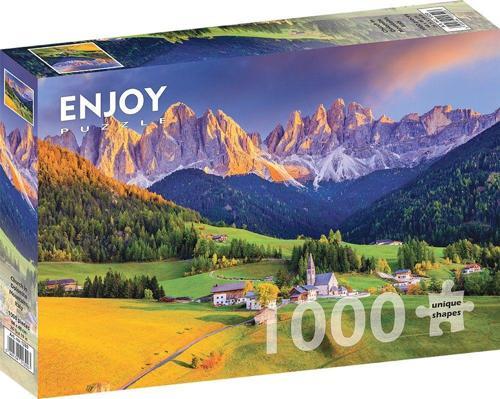 Puzzle 1000 Parça - İtalya Dolomit Dağlarında Kilise