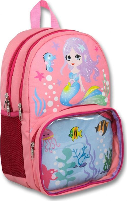 Şeffaf Bölmeli Pembe Deniz Kızı Kız Çocuk İlkokul Sırt Çantası