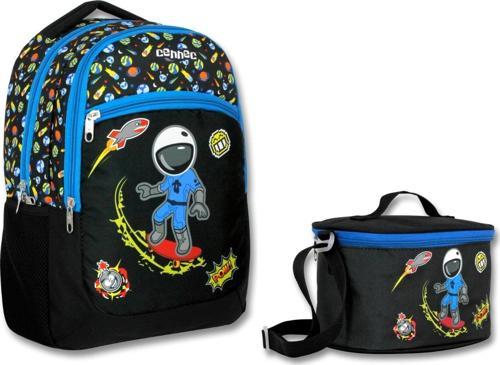 Siyah Mavi Astronot İlkokul Sırt Çantası ve Beslenme Seti - Erkek Çocuk