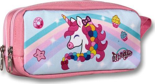 İki Bölmeli Kız Çocuk Unicorn Kalem Çantası - A.Pembe