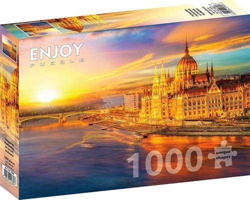 1000 Parça Gün Batımında Macaristan Parlamentosu Puzzle