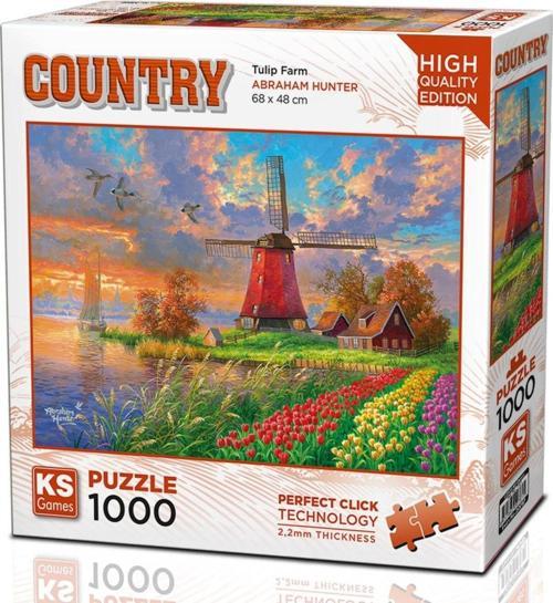 1000 Parça Lale Tarlası ve Yel Değirmeni Puzzle - Abraham Hunter