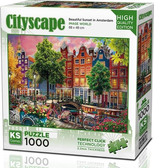 1000 Parça Amsterdam'da Harika Günbatımı Puzzle