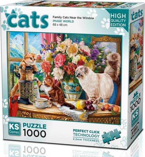 1000 Parça Pencere Kenarındaki Kediler Puzzle