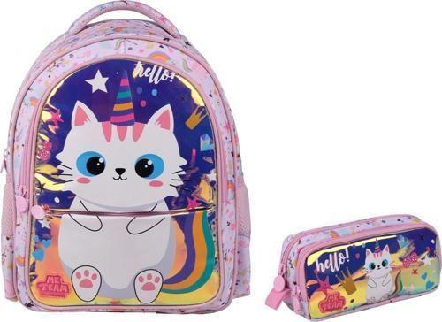 Me Team Hello Cat Okul Sırt Çantası ve Kalemlik Seti - Pembe - Kız Çocuk