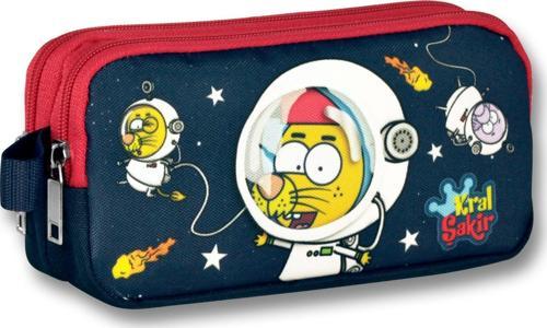 Kral Şakir İki Bölmeli Kırmızı-Lacivert Astronot Kalem Çantası - Erkek