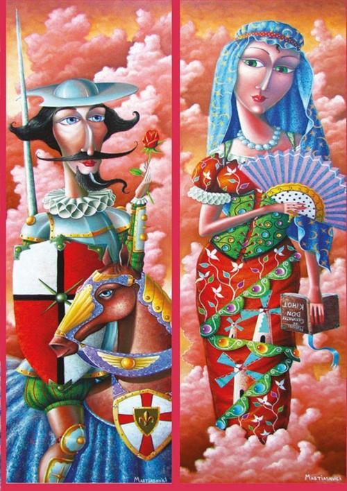1000+1000 Parça Pano Don Kişot veToboso'lu Dul Puzzle